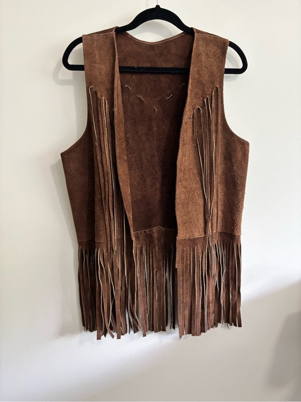 Authentic Vintage Brown Fringe Suede Western-Style Vest- 100% Leather Suede